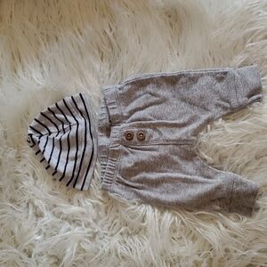 Carter's gray Stretchy Newborn Bottoms with hat